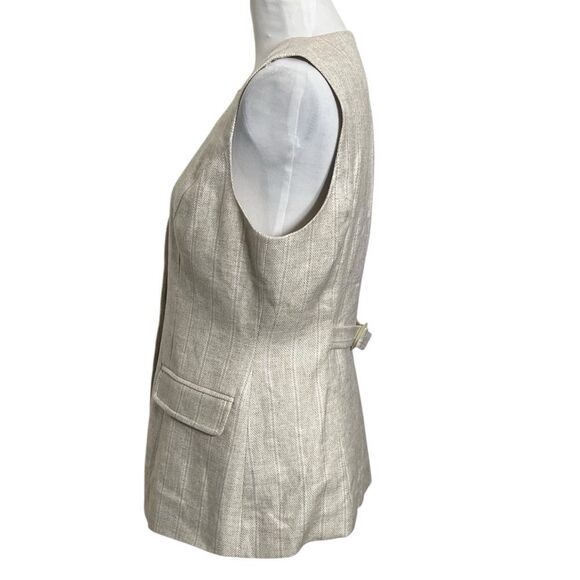 Banana Republic New Cutaway Vest Womens Small Neutral Button Front Linen Blend - Picture 4 of 7